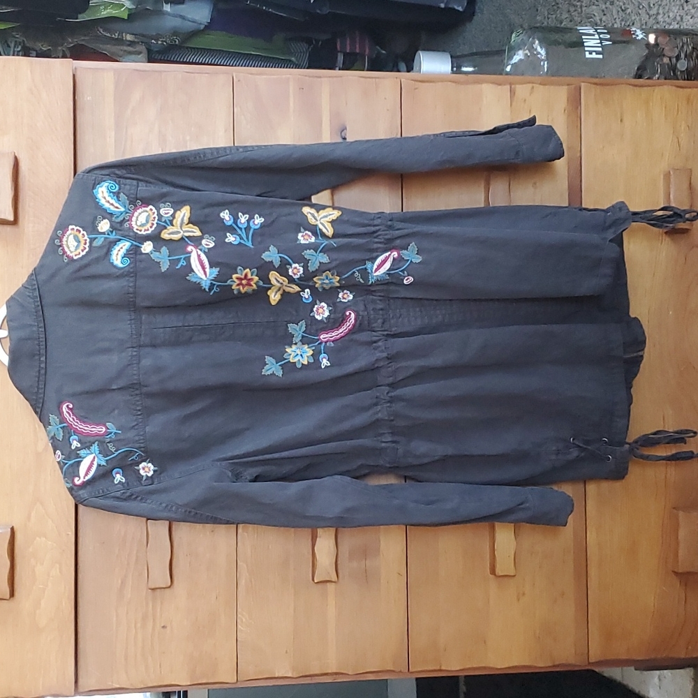 Willow & Clay Anorak DARK Olive Green Embroidered Lightweight Jacket, Small - Picture 2 of 8